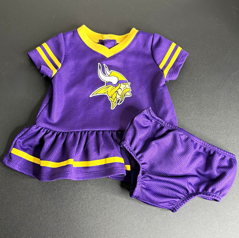 NFL Team Apparel Minnesota Vikings Logo Dress & Bloomers 2-Piece Set 0-3M